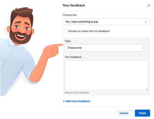 HR Manager excitedly points to an engagement survey that captures qualitative employee feedback.